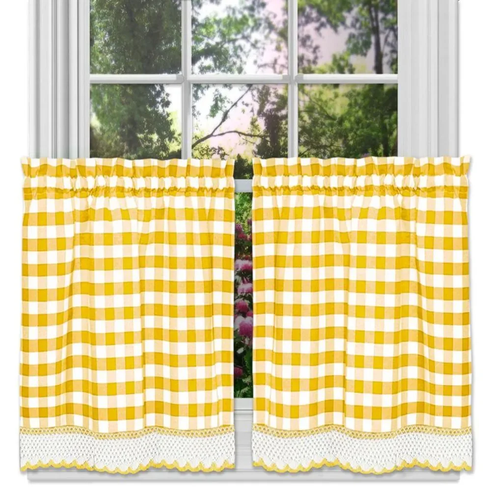 Woven Trends Designer Home Modern Kitchen Curtain Panels, 24L x 29W Inches